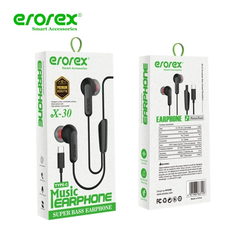 Type-c Handfree Erorex X-30 Music Earphone